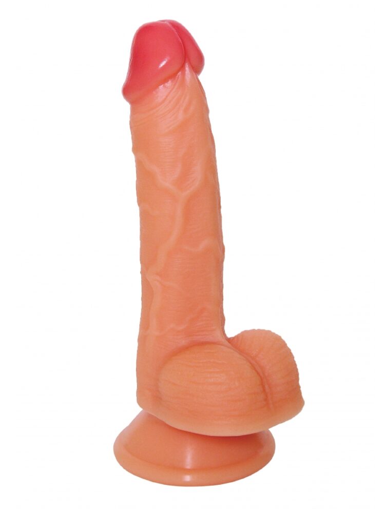 Argus Soft Lover 1 Double Density 2 Layers Silicone Realistic Dildo with Balls and Suction Cup - Free 30 ml Lubricant - 18.5 cm - AT1071