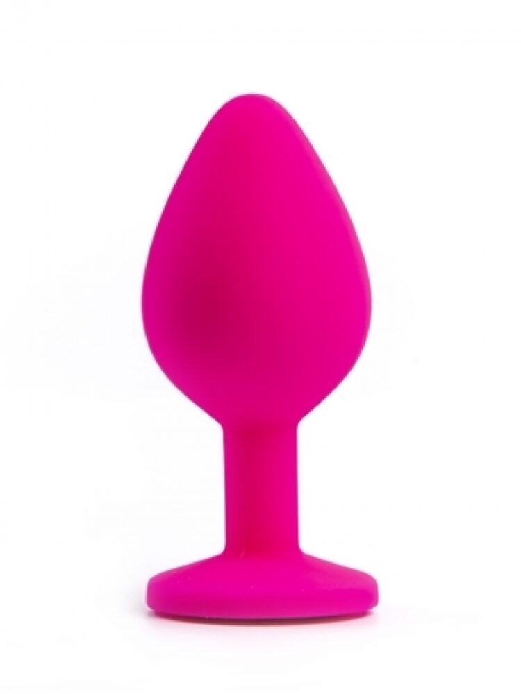 Argus Mijn Dierbare Diamanten Siliconen Anaal Plug Roze met Transparante Steen - Medium Formaat 8 Cm - AT 1088