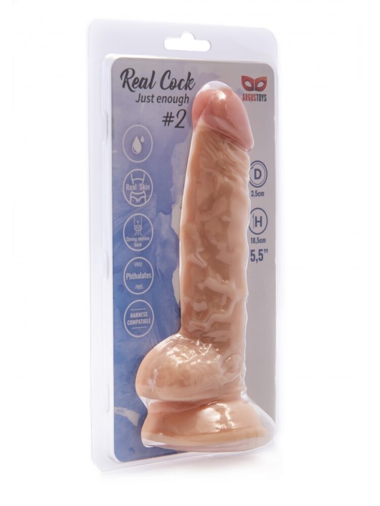 Argus Realistische Cock 2 Realistische Dildo met Ballen en Zuignap - 20 cm - Dia 3,5 cm AT1066