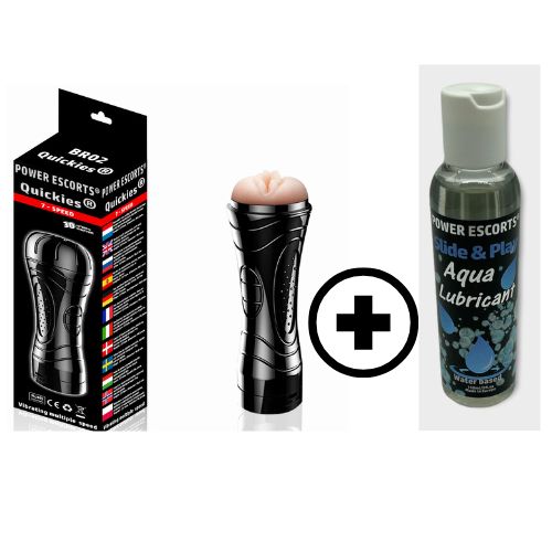 Power Escorts BR02 + DR04 COMBI PACK - Big Masturbator + Lubricant