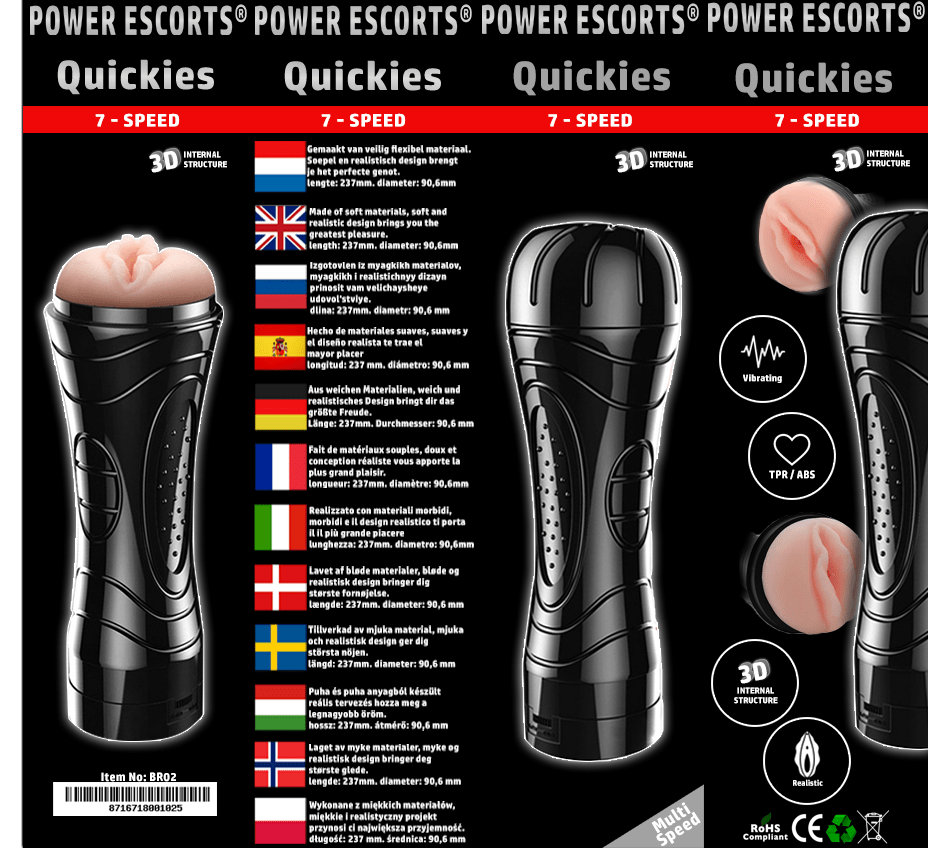 Masturbator Zwart Met Kunst Vagina 24cm Van Power Escorts