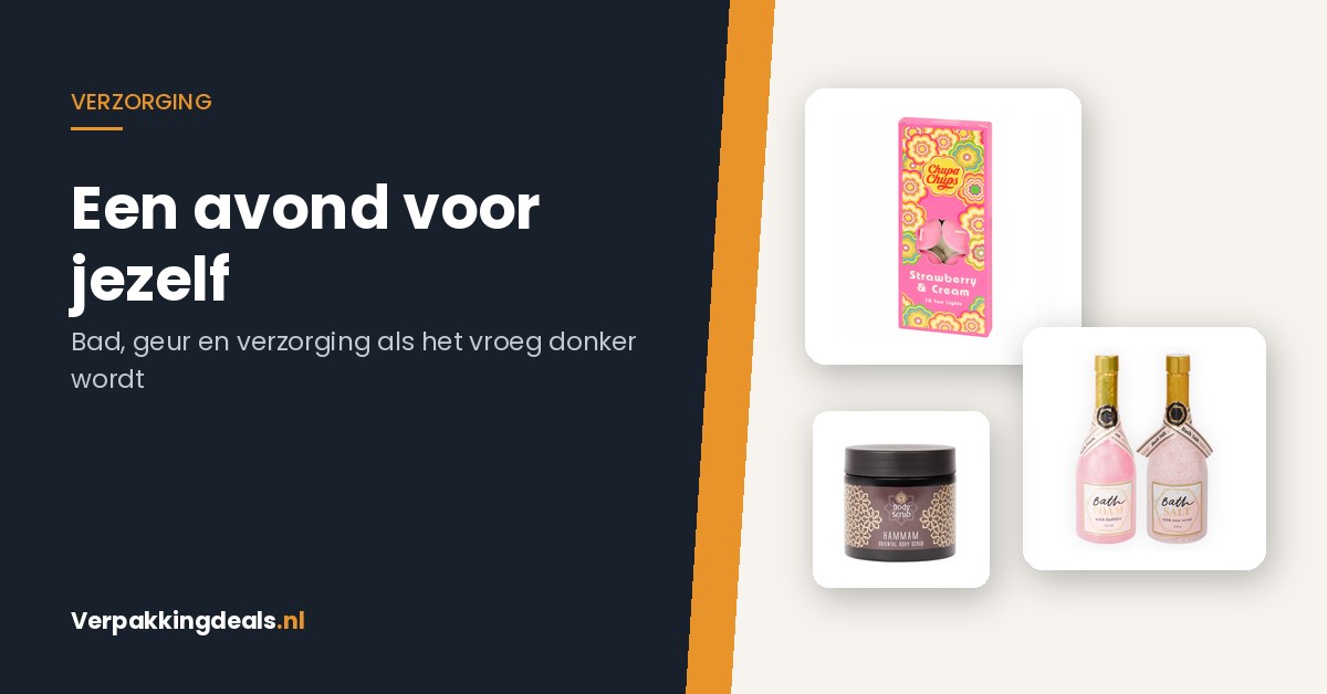 Avond voor jezelf: geurkaarsen, badzout in champagnefles en body scrub