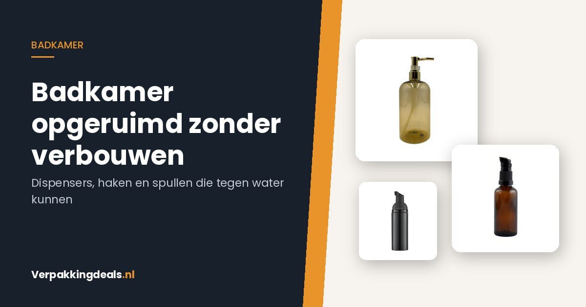 Navulbare zeepdispenser, glazen sprayfles en foam pompfles voor in de badkamer