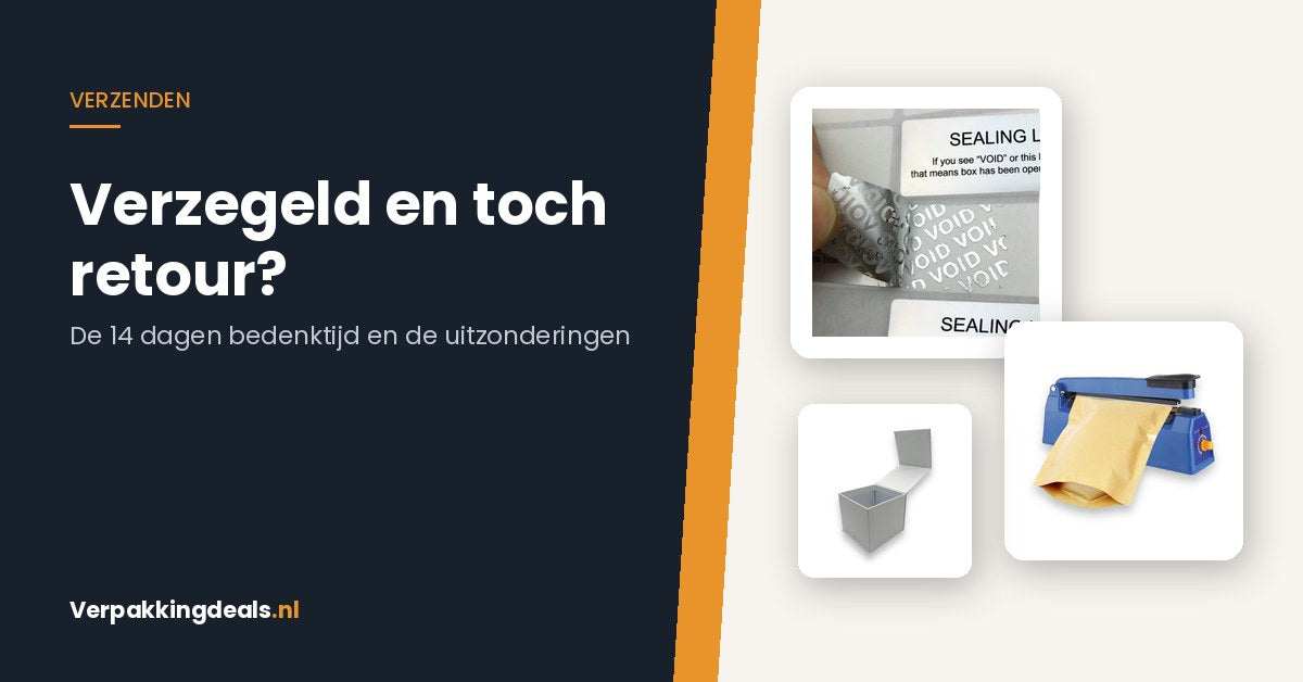 VOID-veiligheidszegels, een handmatige sealmachine en een verpakkingsdoos met magneetsluiting