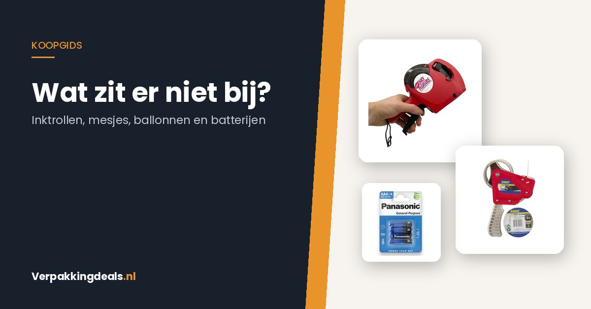 Prijstang, tapedispenser en AAA-batterijen naast de titel: wat zit er niet bij?