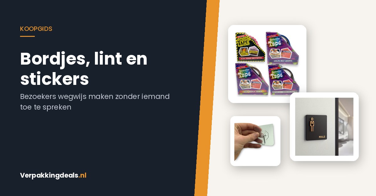 Afzetlint, een zwart-gouden toiletbordje en zelfklevende haken voor markering in huis en winkel