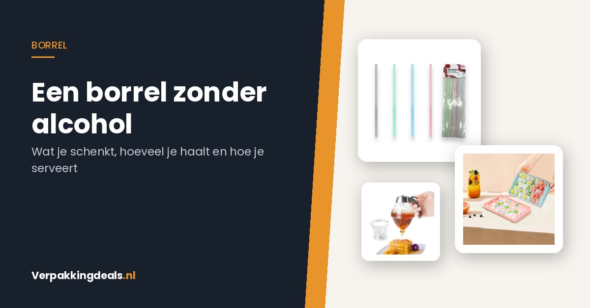 Papieren rietjes, ijsblokjesvorm en dispenser voor een alcoholvrije borrel