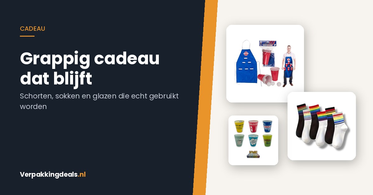Keukenschort, regenboogsokken en shotglaasjes als voorbeelden van grappige cadeaus