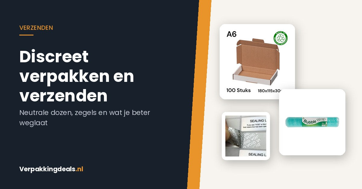 Blanco brievenbusdoos, noppenfolie en VOID-veiligheidszegels voor discreet verzenden