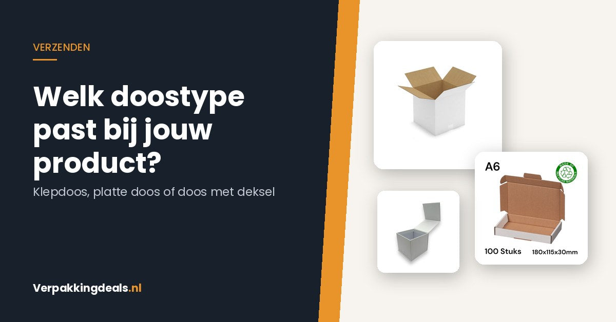Kartonnen verzenddoos, brievenbusdoos en doos met magneetsluiting naast elkaar