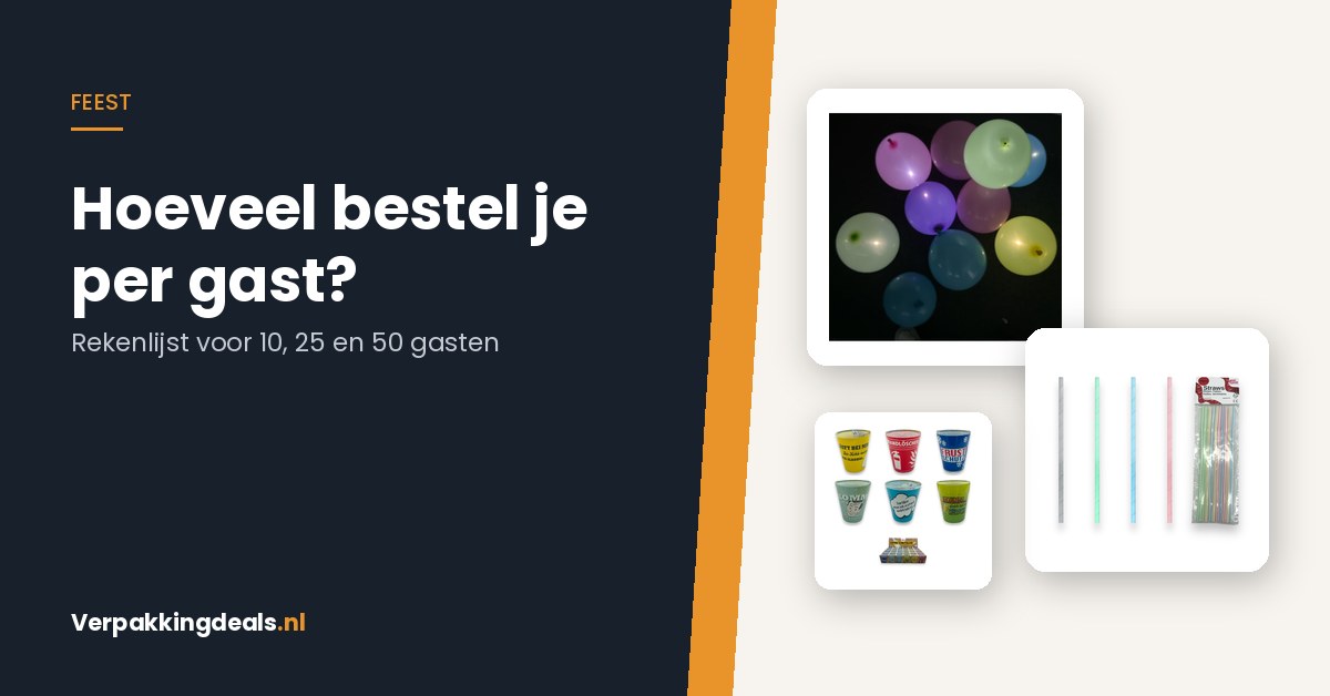 Feestbenodigdheden: LED-ballonnen, papieren rietjes en shotglaasjes voor een feest