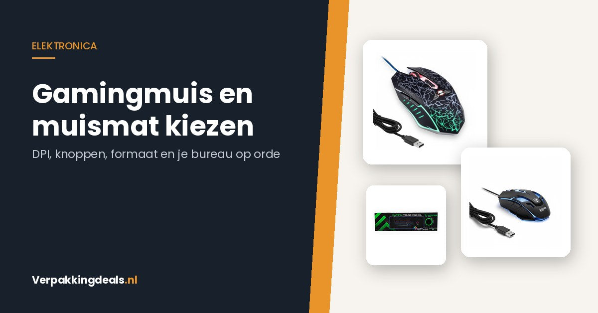 Gamingmuizen en een XXL muismat naast elkaar op een lichte achtergrond