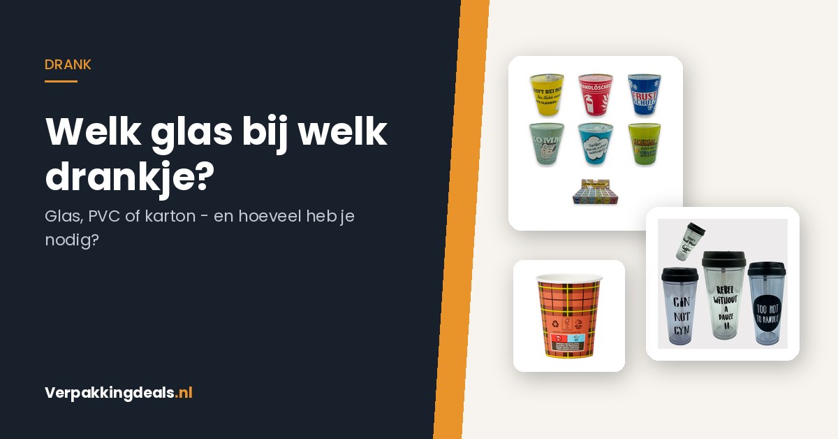 Shotglaasjes, een hard PVC drinkbeker en kartonnen koffiebekertjes naast elkaar