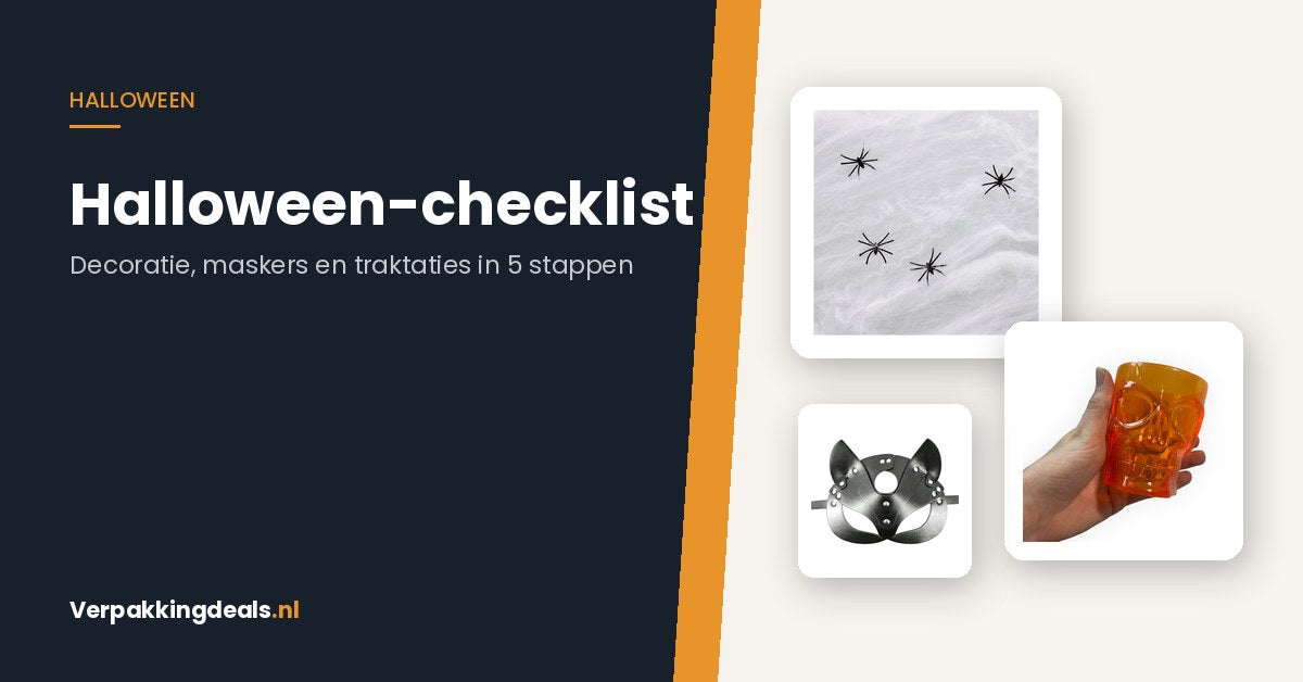 Halloween spinnenweb, skeletglazen en masker voor je Halloween-feest
