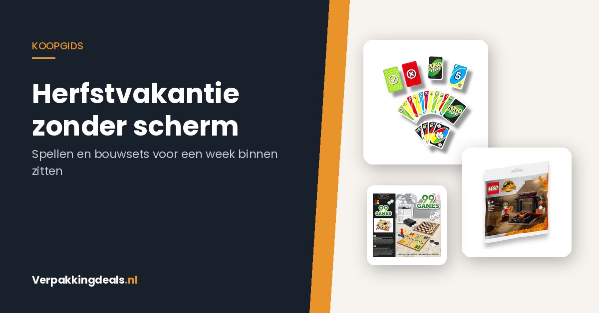 Kaartspel, LEGO-bouwsetje en een spelletjesset voor de herfstvakantie