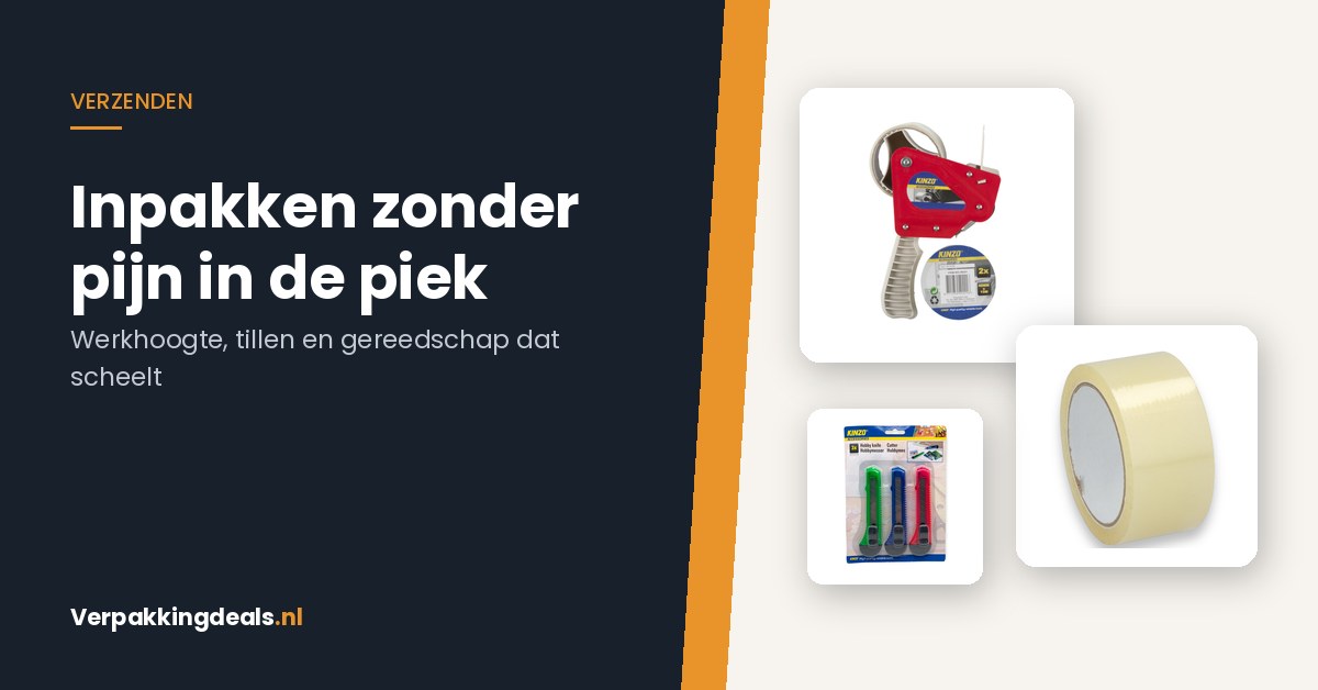Inpakken zonder pijn tijdens de piek: tapedispenser, verpakkingstape en magazijnmesjes