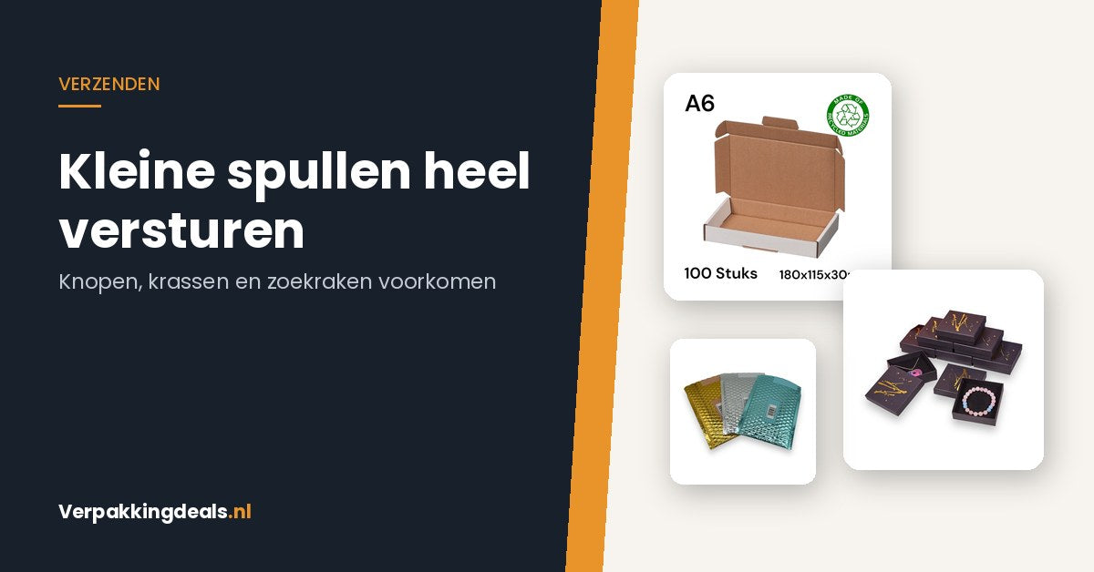 Brievenbusdoos, sieradendoosje en bubbeltjesenvelop voor het versturen van kleine spullen