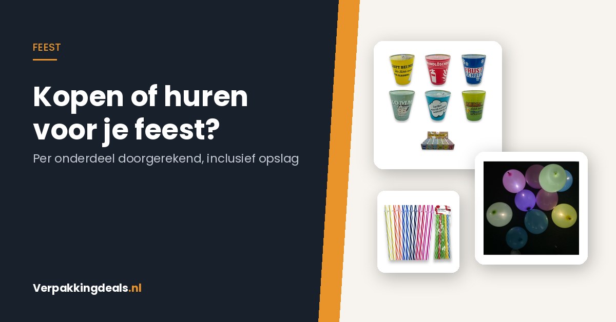 Shotglaasjes, LED-ballonnen en rietjes naast de titel Kopen of huren voor je feest