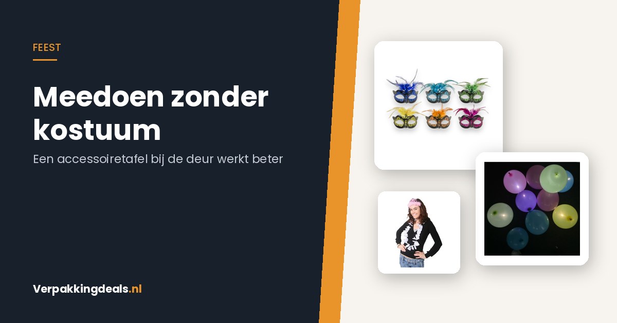 Venetiaans masker, LED-ballonnen en een bloemenkrans als losse feestaccessoires