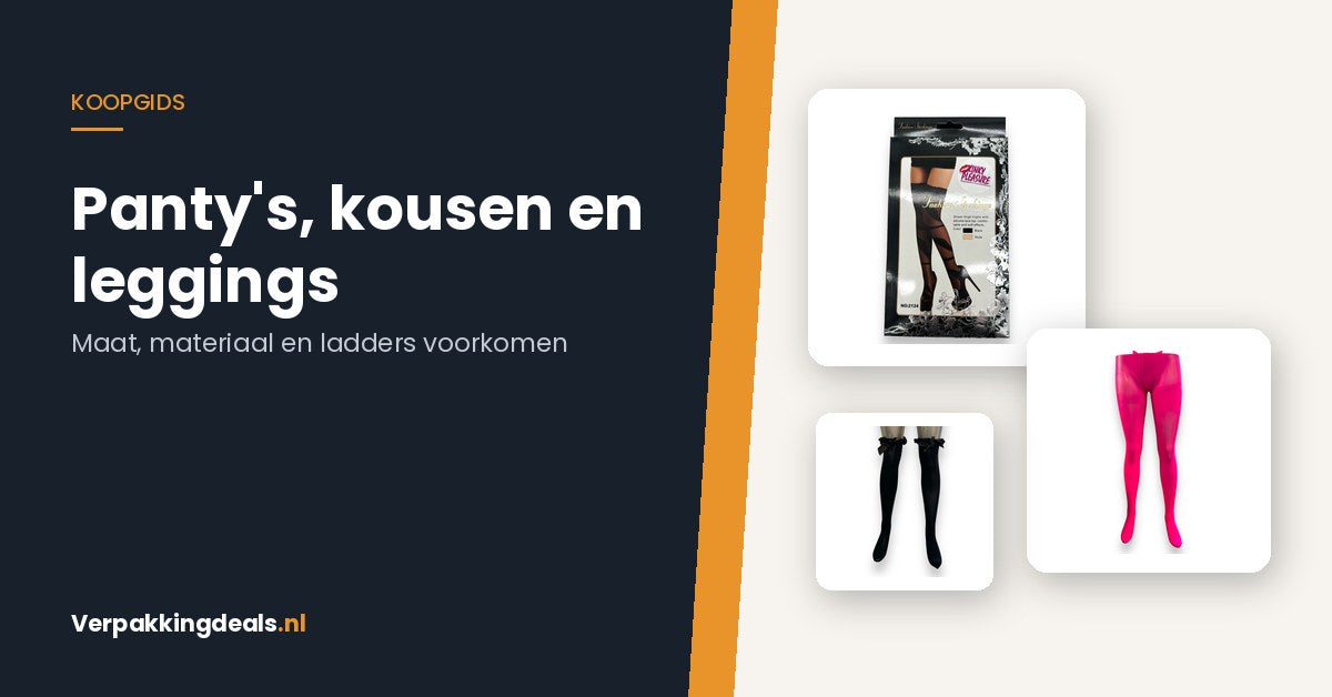 Verpakte panty met kanten band, zwarte kousen en een roze legging