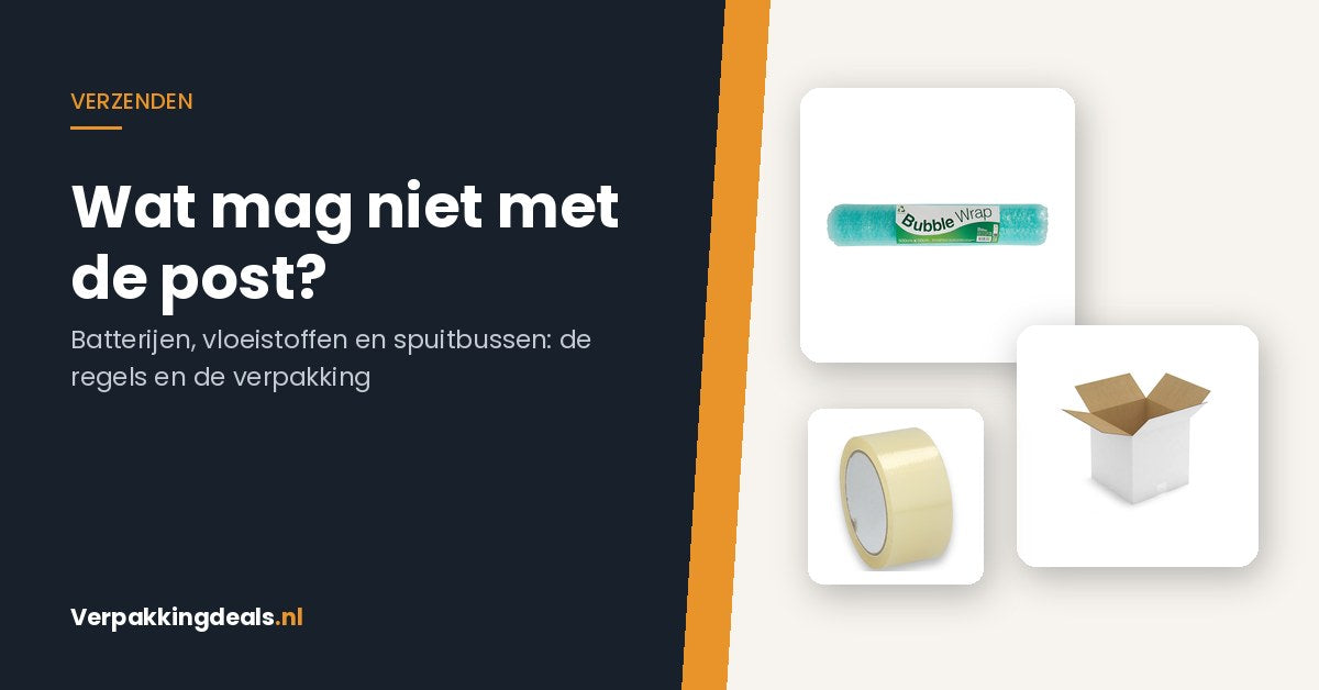 Noppenfolie, verzenddoos en verpakkingstape bij een artikel over wat je wel en niet met de post mag versturen
