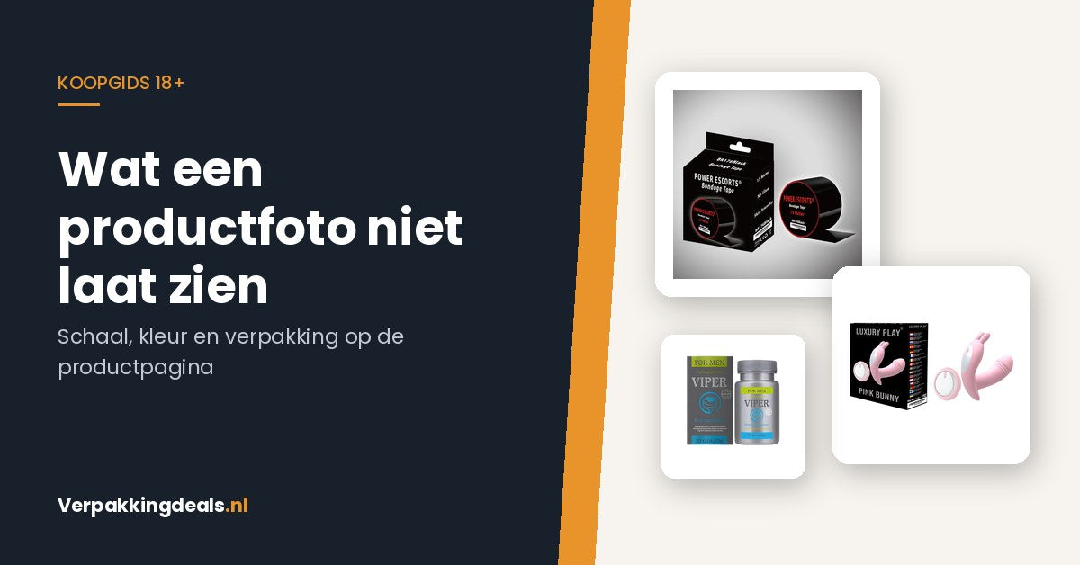 Drie productverpakkingen zoals ze op een productpagina worden getoond