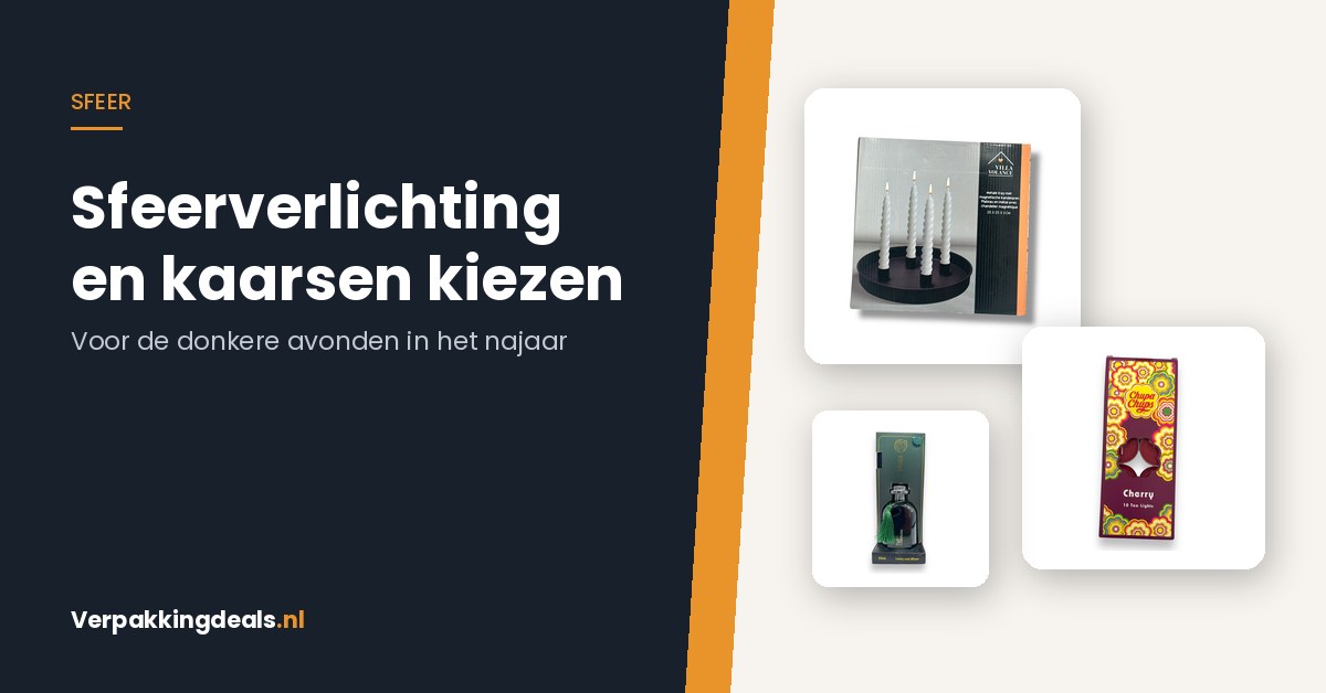 Kandelaars, theelichtjes en geurstokjes naast de titel Sfeerverlichting en kaarsen kiezen