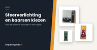 Kandelaars, theelichtjes en geurstokjes naast de titel Sfeerverlichting en kaarsen kiezen