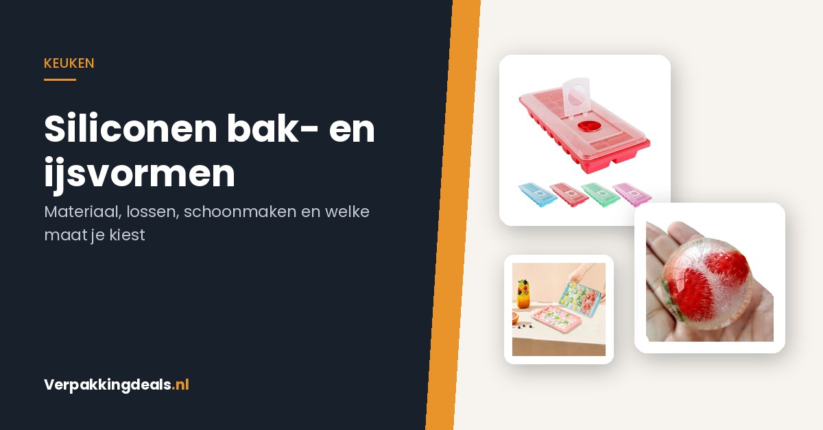 Siliconen ijsblokjesvormen en bakvormen naast elkaar