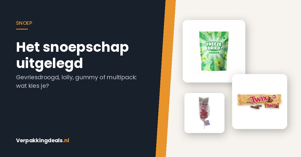 Verschillende soorten snoep: gevriesdroogde appelringen, chocoladerepen en marshmallow-lolly
