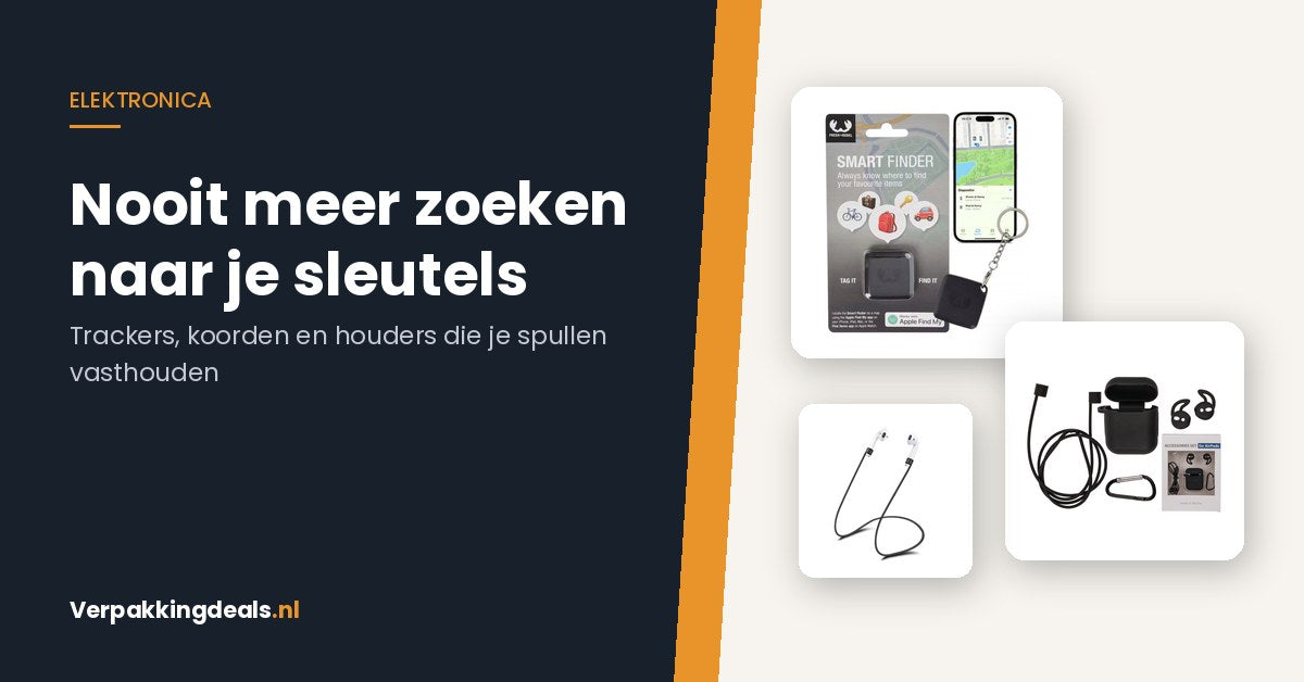 Bluetooth sleuteltracker, anti-verlies koord voor oordopjes en siliconen accessoireset met karabijnhaak