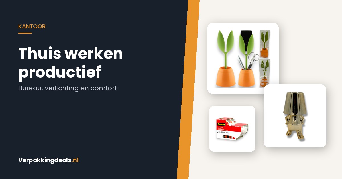 Bureauopstelling met verlichting, organizer en kantooraccessoires