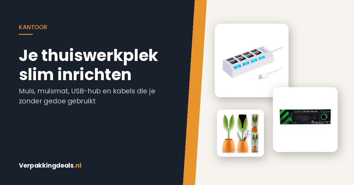 Thuiswerkplek slim inrichten met USB-hub, muismat en bureau-accessoires