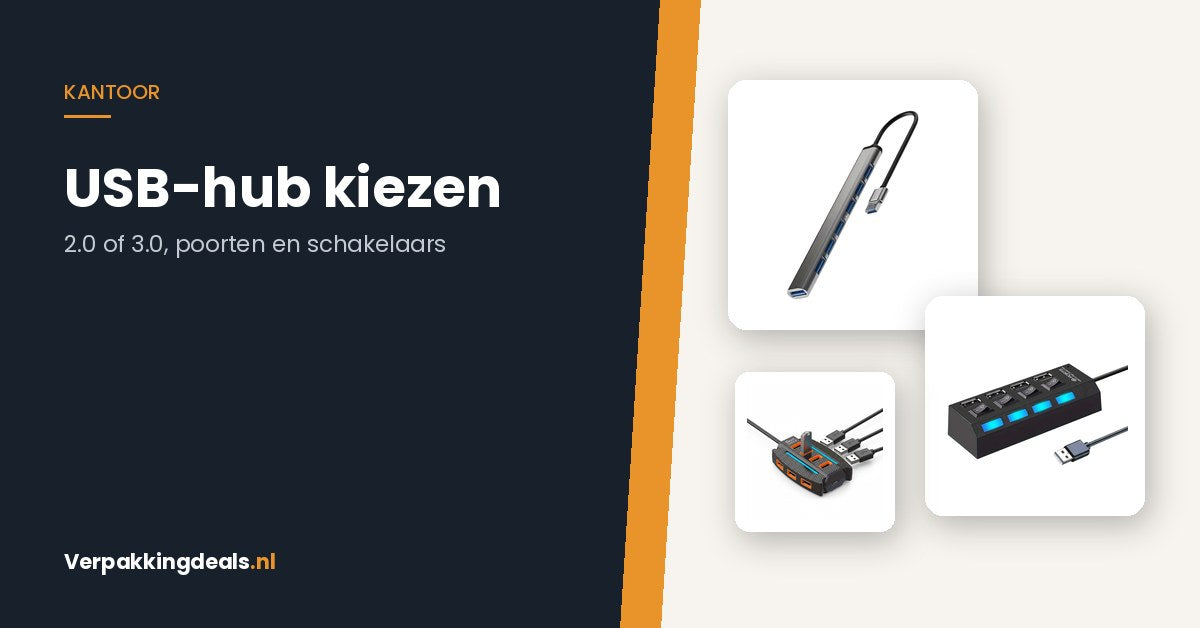 Drie USB-hubs met meerdere poorten naast de titel USB-hub kiezen