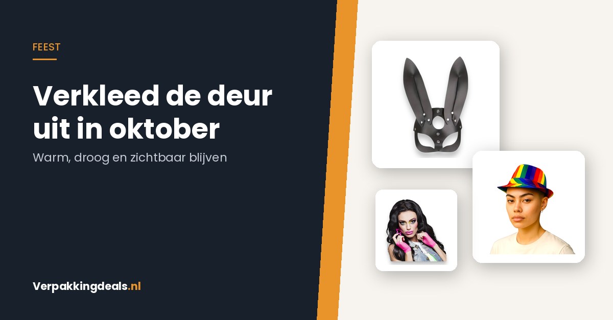 Verkleedaccessoires voor een koude oktoberavond: masker, hoed en handschoenen
