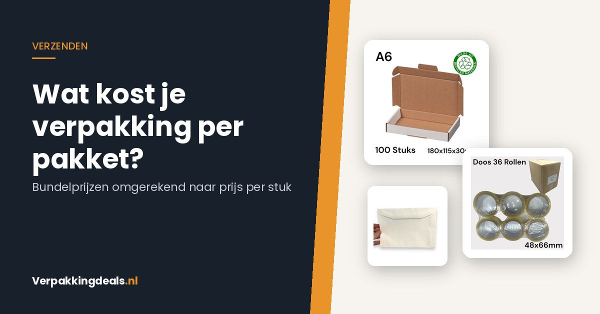 Brievenbusdoos, tape en enveloppen naast de tekst: wat kost je verpakking per pakket?