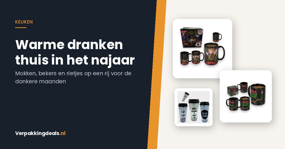 Warme dranken thuis in het najaar: mokken, bekers en rietjes