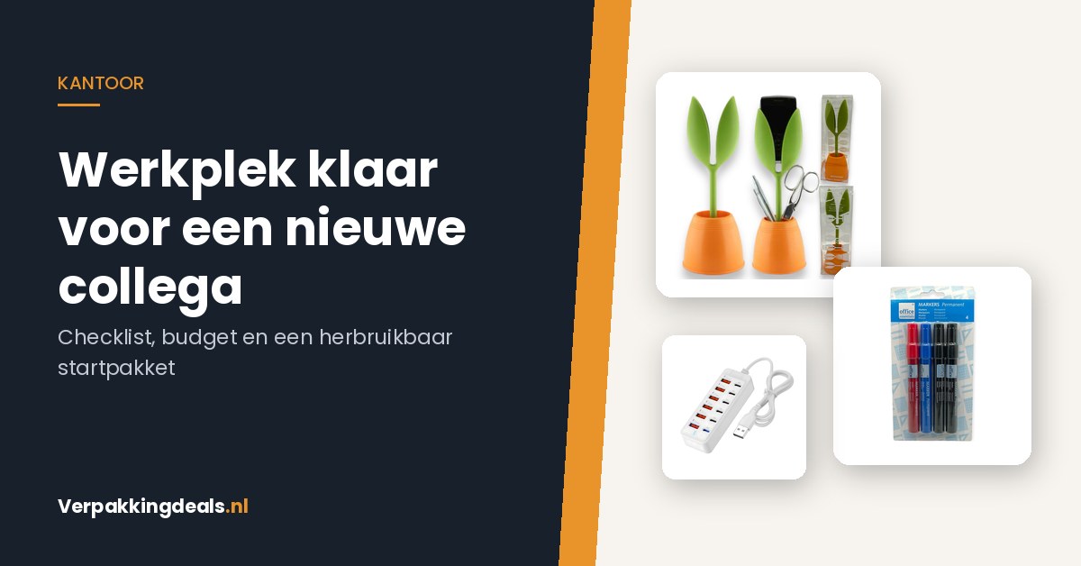 Bureau organizer, markers en USB-oplaadstation voor een nieuwe werkplek