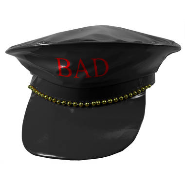 Verleidende Latex Look Politie Hoeden - ZWART met 'CAP' en Rood met 'Bad Girl' - Speelse Accessoires voor Stijlvolle Avonturen!