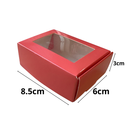 Rode/Roze Cadeaudoos met Venster 8,5x6x3 cm – Luxe Geschenkverpakking
