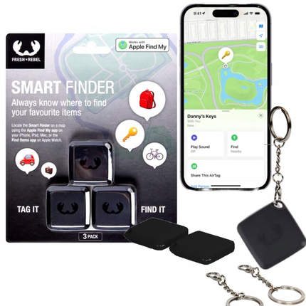 Smart Finder Sleuteltracker Zwart 3-Pack – Bluetooth Trackers voor Sleutels & Tas