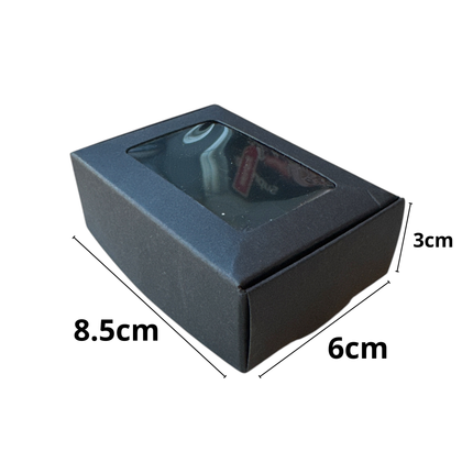 Zwarte Cadeaudoos met Venster 8,5x6x3 cm – Luxe Geschenkverpakking