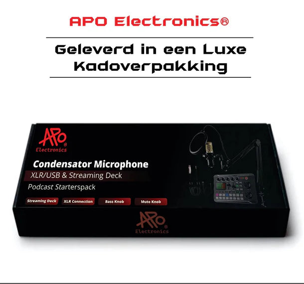 Podcast Starter Pack met USB/XLR microfoon, mixer & arm – Complete opname pakket