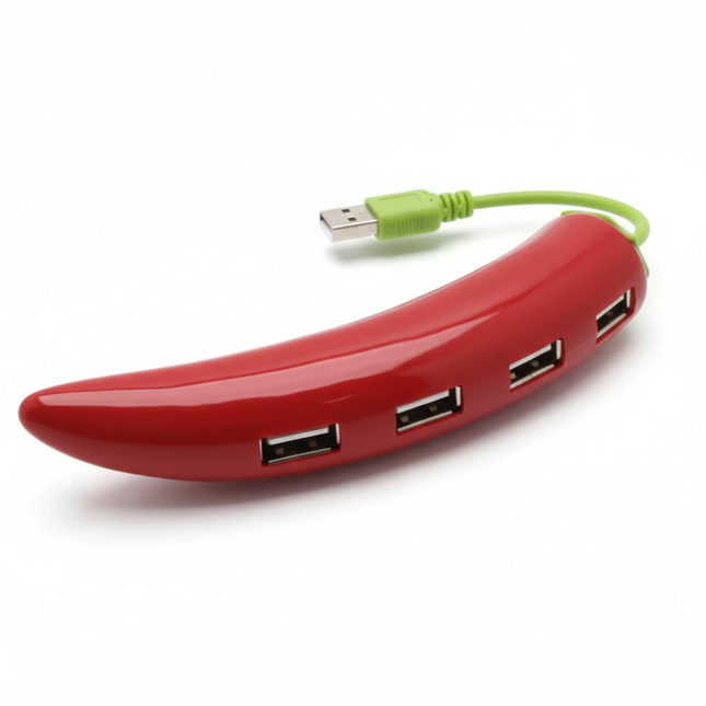 USB Hub 4 Poorten – Chilipeper Vorm – Rood & Groen – Plug & Play