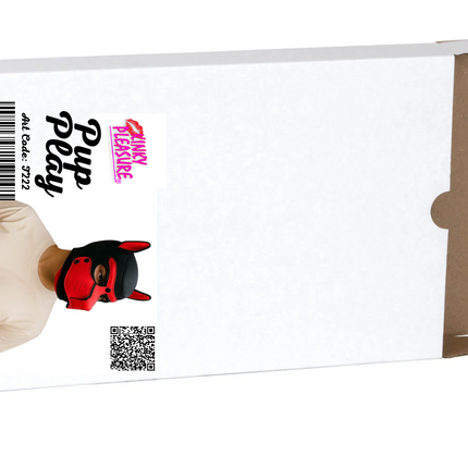 Pup Play Rood-Zwart Masker – Met Aflopende Snuit & Oor Accenten