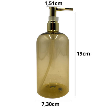 Navulbare Zeepdispenser 500ml – Transparant Amber met Gouden Pomp
