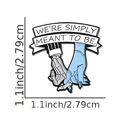 Gothic liefdespin – “We’re Simply Meant to Be” met skelet & gestikte hand