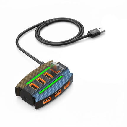 USB Hub 10 Poorten – RGB Verlichting – USB 2.0 Splitter voor Meerdere Apparaten