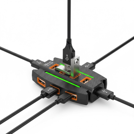 USB Hub 10 Poorten – RGB Verlichting – USB 2.0 Splitter voor Meerdere Apparaten