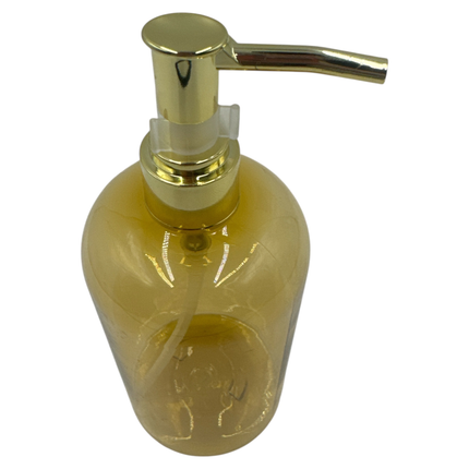 Navulbare Zeepdispenser 500ml – Transparant Amber met Gouden Pomp
